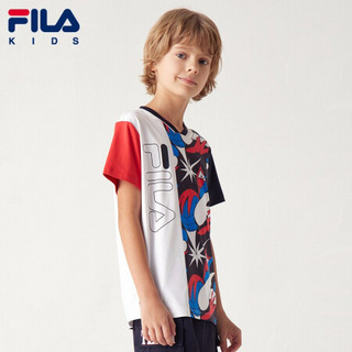 FILA KIDS斐乐儿童男孩短袖T恤2021年夏季新款中大童满印上衣男 满印-PT 130cm