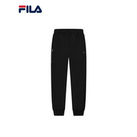 FILA 斐乐官方女士针织长裤2021夏秋新款束脚裤运动裤健身薄裤 正黑色-BK 170/70A/L