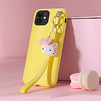 Hello Kitty 凯蒂猫 Kitty 苹果11手机壳iphone11Pro Max液态硅胶卡通挂绳软壳女款