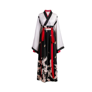 YU ESHANG SHAO 月上梢 晋制汉服 鹤翎 男女款一片式齐腰下裙 黑色 S