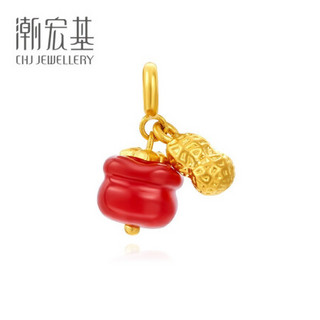 潮宏基 CHJ JEWELLERY 好事发生柿来运转 足金黄金转运珠吊坠女款定价 XPG33900057 柿来运转