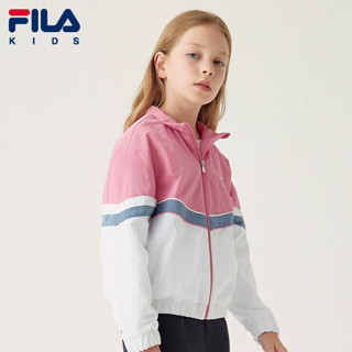 FILA 斐乐童装女童梭织外套2021秋季新款儿童中大童防风洋气冲锋衣 雾虹-PK 130cm