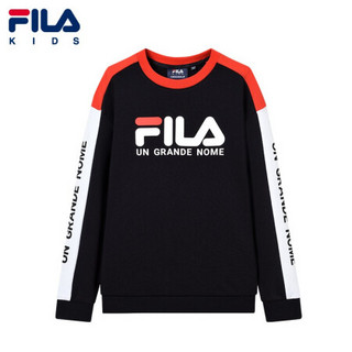 FILA 斐乐童装儿童套头卫衣2021秋季新款男童洋气宽松休闲秋装上衣 传奇蓝-NV 140cm