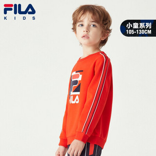 FILA 斐乐童装儿童套头卫衣2021秋季新款男童洋气宽松休闲秋装上衣 火红-RD 130cm