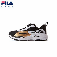 FILA KIDS斐乐童鞋男童运动鞋2021年秋冬新款中大童儿童复古跑鞋 黑色/淡金色-GB 39码/内长24.5cm