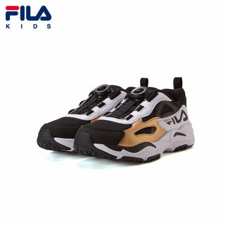 FILA KIDS斐乐童鞋男童运动鞋2021年秋冬新款中大童儿童复古跑鞋 黑色/淡金色-GB 39码/内长24.5cm