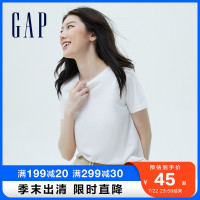 Gap 盖璞 女装纯棉短袖白色T恤795346 2021夏季新款女士时尚修身上衣
