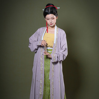 摸鱼儿 宋制汉服 洒金 女士一片式百迭裙 秋香绿 M