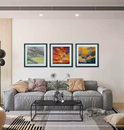 维格列艺术 田丹露 原作油画《春野》100×100cm 代简约客厅沙发背景墙走廊玄关壁画