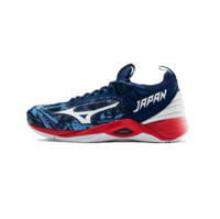 Mizuno 美津浓 Wave Momentum 中性排球鞋 V1GA191164 蓝色/白色/荧光红 45