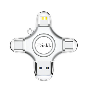 iDiskk U018 USB 3.0 U盘 银色 32GB USB/Type-C/Micro USB/苹果lightning接口四口