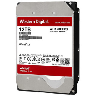 Western Digital 西部数据 红盘Plus系列 3.5英寸 NAS硬盘 12TB（CMR、7200rpm、256MB）WD120EFBX