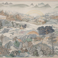 仟象映画 柴一茗 山水风景装饰画《太平广记之五》240x120cm 油画布 金属画框
