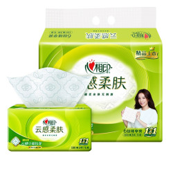 心相印 抽纸云感柔肤3层100抽*6包S码 纸巾提装家用纸