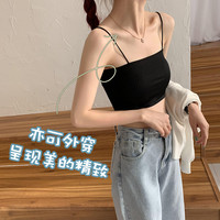 俞兆林 抹胸内衣女薄款冰丝无痕女士吊带细肩带性感防走光内搭小背心文胸 黑色 均码