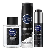 NIVEA MEN 妮维雅男士 深黑系列护肤礼盒装 (保湿洁面泡200ml+保湿焕肤水100ml+精华露50g)