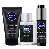 NIVEA MEN 妮维雅男士 深黑系列护肤套装 (保湿洁面泥100g+保湿焕肤水100ml+精华露50g)