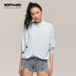NORTHLAND 诺诗兰 春夏新款弹力针织外套女防晒透气宽松纯色休闲开衫上衣 女款 浅水蓝色 170 L