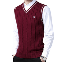 PLAYBOY 花花公子 男士针织马甲 HH-HLS927631 酒红 2XL