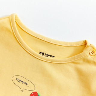 小猪班纳童装2021秋季新款儿童女童女幼圆领长袖T恤 日光黄 100cm