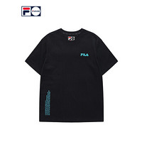 FILA FUSION 潮牌官方男装短袖衫2021夏秋新款街头运动印花T恤男 深黑-BK 165/88A/S