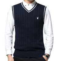 PLAYBOY 花花公子 男士针织马甲 HH-HLS927631 深蓝 L
