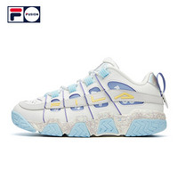 FILA FUSION 斐乐潮牌女子复古篮球鞋2021夏秋新款LOGO休闲运动鞋 明亮白/紫堇蓝-WH 36.5