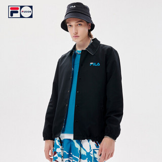 FILA FUSION 潮牌男装双面穿外套2021夏秋新款街头运动教练夹克衫 深黑-BU 160/84A/XS