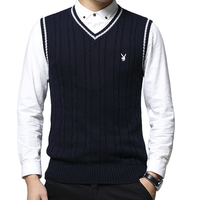 PLAYBOY 花花公子 男士针织马甲 HH-HLS917631 深蓝色 2XL