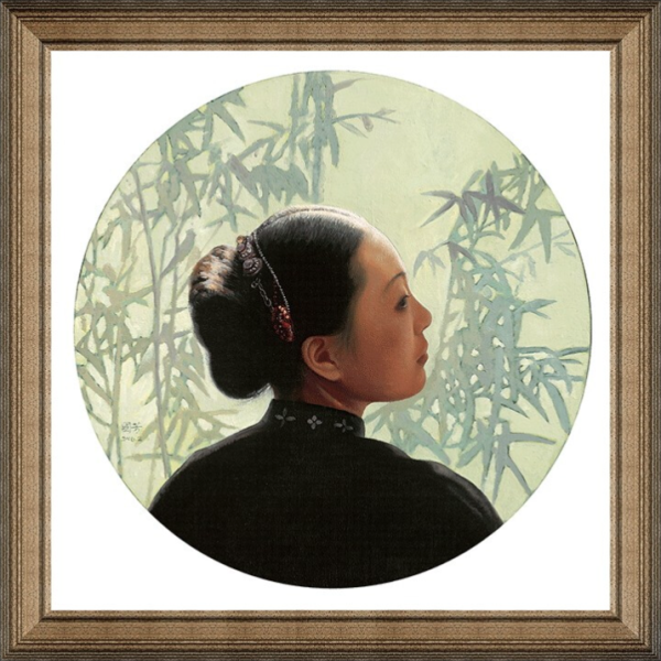 artron雅昌姜国芳新中式人物油画竹66x66cm油画布典雅栗