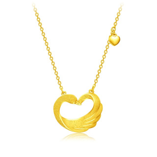 chowtaifook周大福f221417心形天鹅足金项链45cm495g