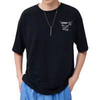 Semir 森马 男士圆领短袖T恤 10-7421100120 黑色 M