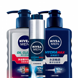 NIVEA MEN 妮维雅男士 控油保湿三件套（净油精华抗痘洁面炭泥+水活酷爽保湿啫喱+水活冰酷精华露）