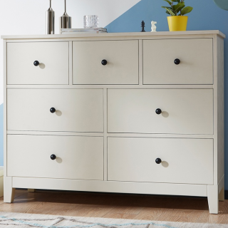 林氏木业dw1ec北欧实木七斗柜荷花白