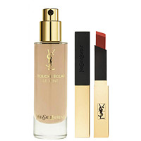 YVES SAINT LAURENT 圣罗兰 彩妆组合 (明彩透亮超模粉底液#10米色30ml+细管纯口红#N°9棕调酒红3.8ml)