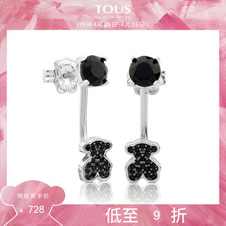 TOUS/桃丝熊925银黑玛瑙尖晶石耳环 小熊女耳坠512793540