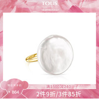 TOUS/桃丝熊2021春夏新品Nenufar系列925银镀金巴洛克珍珠戒指女