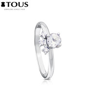TOUS/桃丝熊白色18K金戒指钻石个性结婚情侣饰品