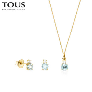 TOUS/桃丝熊项链女耳钉 18K金MINI IVETTE礼盒 520礼盒送礼