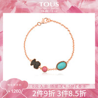 TOUS/桃丝熊银镀18K玫瑰金多彩手链 黑玛瑙手链女614931500