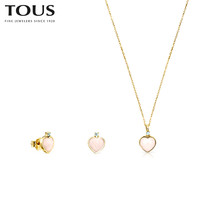 TOUS/桃丝熊项链女耳钉首饰 温润蛋白石锁骨链18K金520送礼