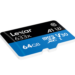 Lexar 雷克沙 633x Micro-SD存储卡 64GB（UHS-I、V30、U3、A1）+SD卡套