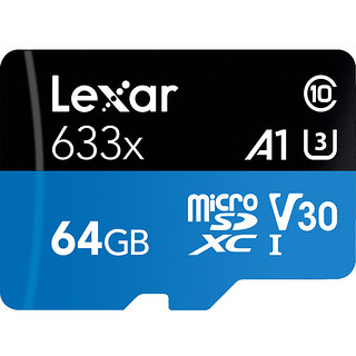 Lexar 雷克沙 633x Micro-SD存储卡 64GB（UHS-I、V30、U3、A1）+SD卡套