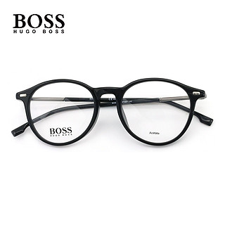 HUGO BOSS眼镜架男女复古圆框眼镜架黑框时尚板材眼镜配镜片1237（1237/F-807）