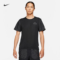 Nike官方DRI-FIT RISE 365 RUN DIVISION男子短袖跑步上衣DD4852（L、010黑/(银)）