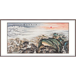 弘舍 王浩 手绘山水画国画《江山如此多娇》成品尺寸280x150cm 宣纸 典雅紅褐