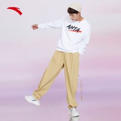 ANTA 安踏 官网旗舰运动卫衣男2021秋季新款圆领男士套头衫长袖潮流上衣