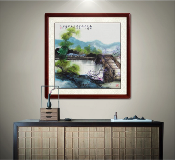 尚得堂 子恒《柳暗花明又一村》65×65cm 手绘国画梦里水乡名家山水画 现代中式装饰画