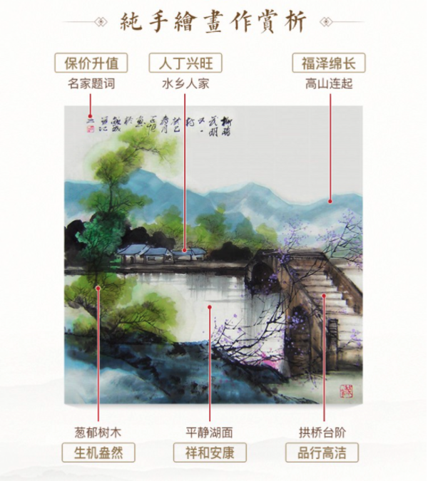 尚得堂 子恒《柳暗花明又一村》65×65cm 手绘国画梦里水乡名家山水画 现代中式装饰画