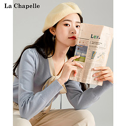 La Chapelle 拉夏贝尔 甜美套头蝴蝶结系带毛衣女2021年春新款内搭打底针织衫